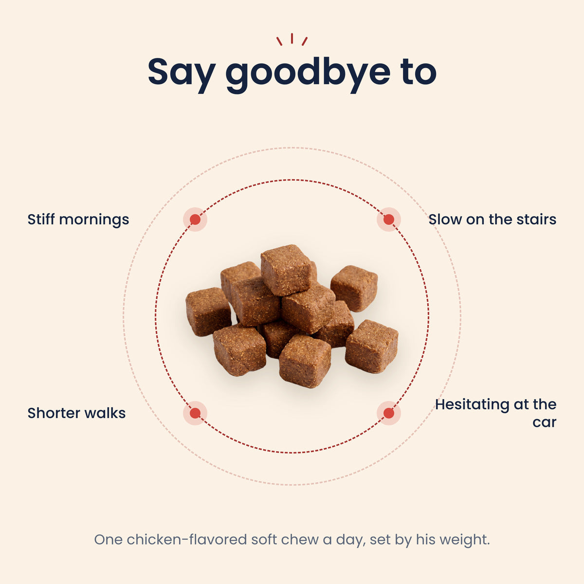 Say goodbye to stiff mornings, slow on the stairs, shorter walks and hesitating at the car